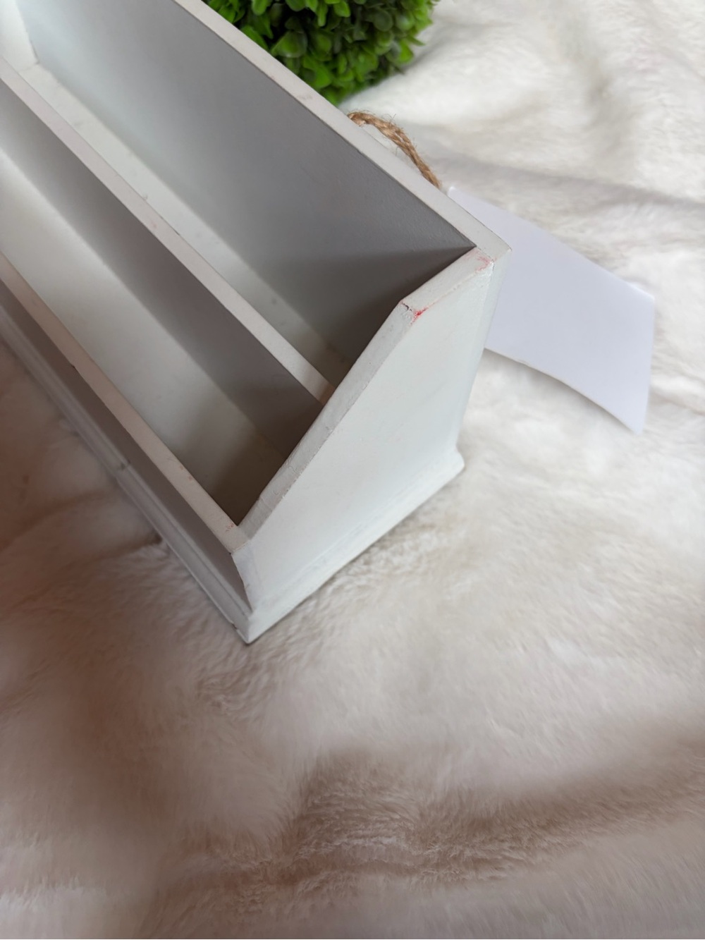🩵 White Wooden Desk Organizer - Two-Compartment - Picture 7 of 10